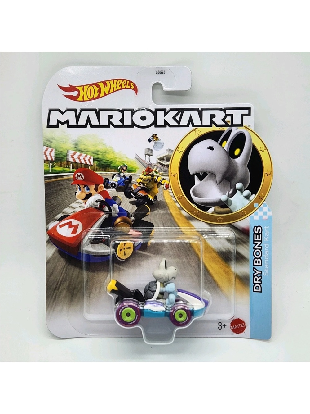Hot Wheels Mario Kart RARE character Dry Bones Die-Cast Kart - White and Purple